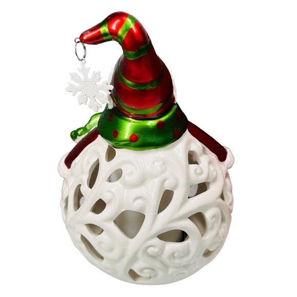 QVC Home Reflections Christmas Snowman Luminary Frameless Candle W/Box - Picture 5 of 13